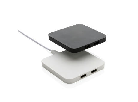 10W Wireless Charger aus RSC recycl. Kunststoff mit Dual-USB