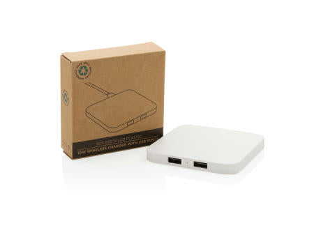 10W Wireless Charger aus RSC recycl. Kunststoff mit Dual-USB