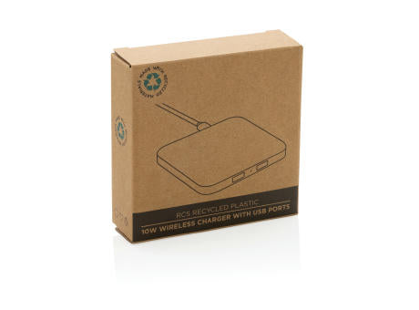 10W Wireless Charger aus RSC recycl. Kunststoff mit Dual-USB