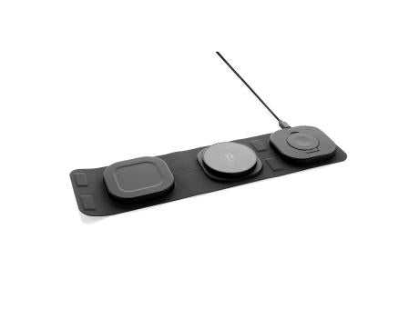 Swiss Peak 15W 3-in 1 Wireless-Reise-Charger aus RCS Plastik
