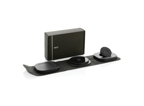 Swiss Peak 15W 3-in 1 Wireless-Reise-Charger aus RCS Plastik