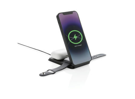 Swiss Peak 15W 3-in-1 magnetischer Wireles Charger aus rPU