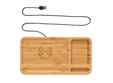 Bambus Schreibtisch-Organizer mit 5W Wireless Charger