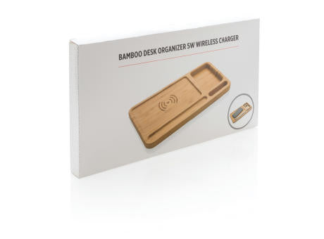 Bambus Schreibtisch-Organizer mit 5W Wireless Charger