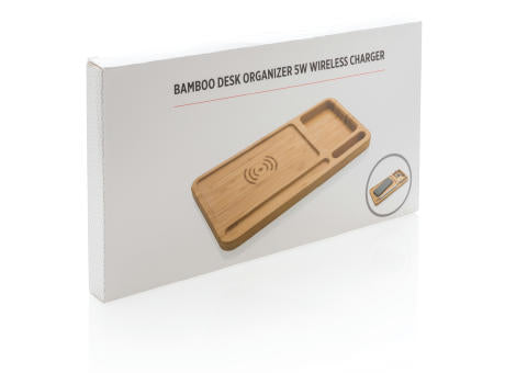 Bambus Schreibtisch-Organizer mit 5W Wireless Charger