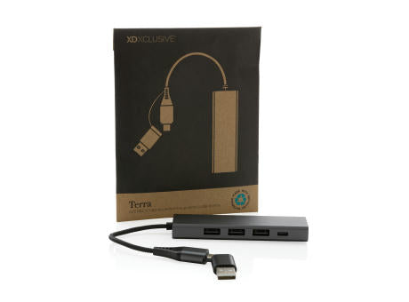 Terra Hub aus RCS recyceltem Aluminium mit 3 USB-Anschlüssen