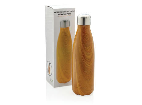 Vakuumisolierte Stainless Steel Flasche mit Holzoptik