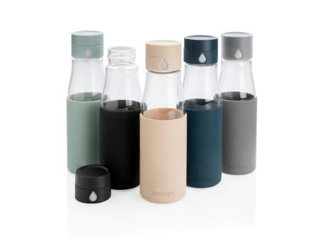 Ukiyo Trink-Tracking-Flasche aus Glas mit Hülle