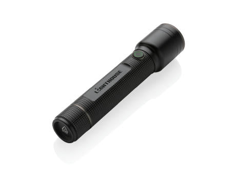 Große Gear X Taschenlampe aus RCS recycelt. Alu mit USB-Akku