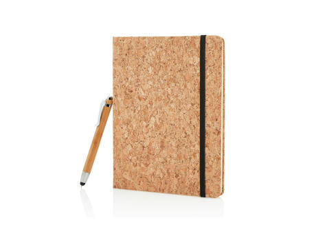 Kork A5 Notizbuch mit Bambus Stift und Stylus