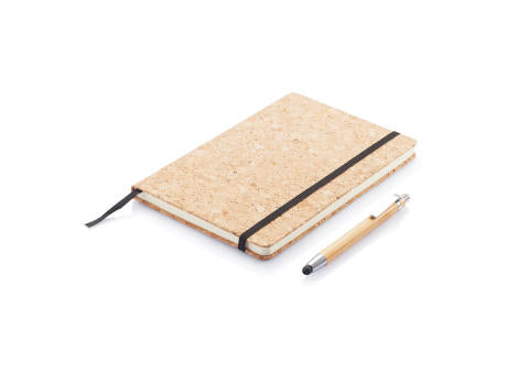 Kork A5 Notizbuch mit Bambus Stift und Stylus