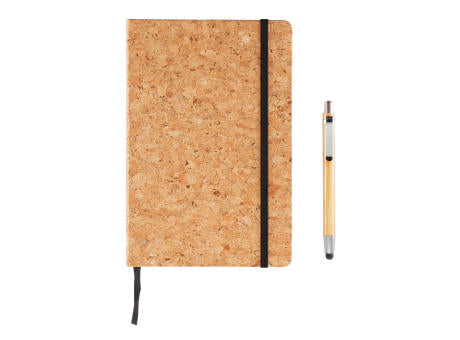 Kork A5 Notizbuch mit Bambus Stift und Stylus