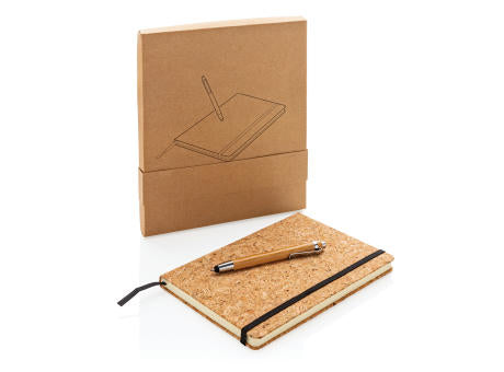 Kork A5 Notizbuch mit Bambus Stift und Stylus