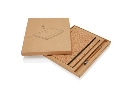 Kork A5 Notizbuch mit Bambus Stift und Stylus