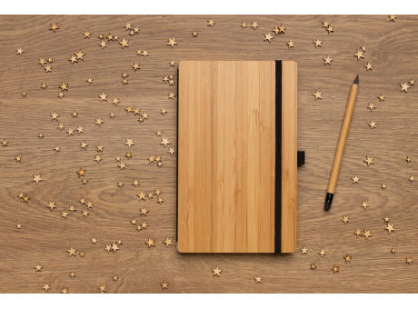 Bambus-Notizbuch und Infinity-Bleistift im Set