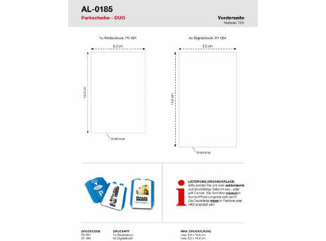 Parkscheibe DUO, 2 Chips inkl. 4c Digitaldruck