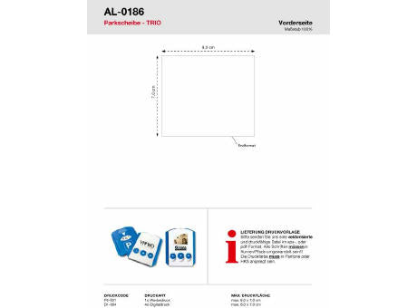 Parkscheibe TRIO, 3 Chips inkl. 1c Werbedruck