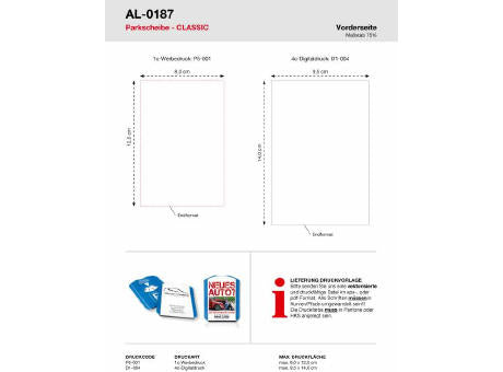 Parkscheibe CLASSIC inkl. 4c Digitaldruck