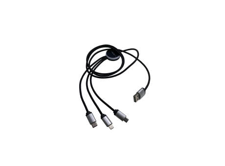 3in1 Ladekabel mit LED Leuchtlogo Schwarz