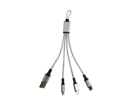 3in1 Mini Nylon Ladekabel 19,5cm Blau