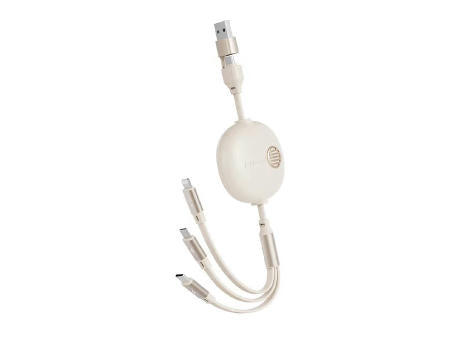 3in2 Retro Aufrollladekabel mit Datentransfer  Blau