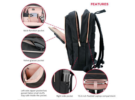 SwissDigital Design KATY ROSE Black Backpack | Massage
