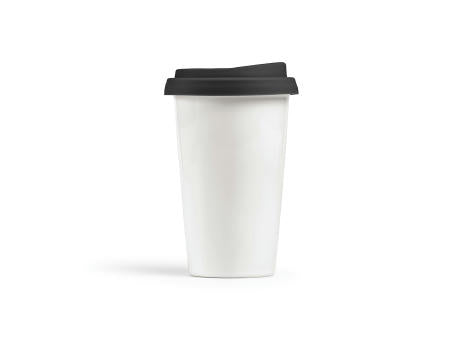 Tagus Reisebecher aus Keramik, 330 ml. Doppelwandig mit farbigem Deckel