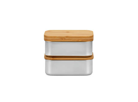 Vermeer Lunchbox, rec.Edelstahl, 1480 ml, mit Bambusdeckel und integriertem Besteck