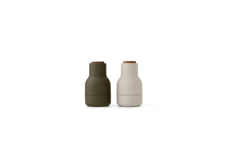 Menu Bottle Grinder Hunting Green Beige mit Walnussrad 2er SET Salz- und Pfeffermuehle klein