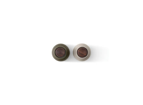 Menu Bottle Grinder Hunting Green Beige mit Walnussrad 2er SET Salz- und Pfeffermuehle klein