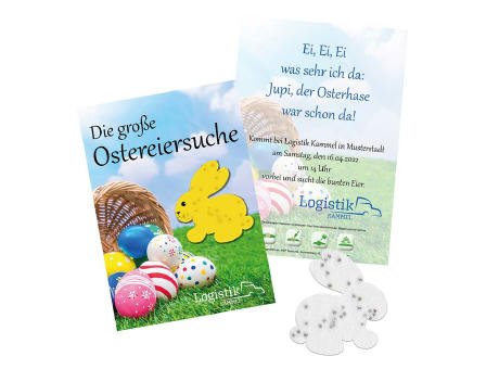 Samenpapier auf A6-Karte - Ostern - Häschen