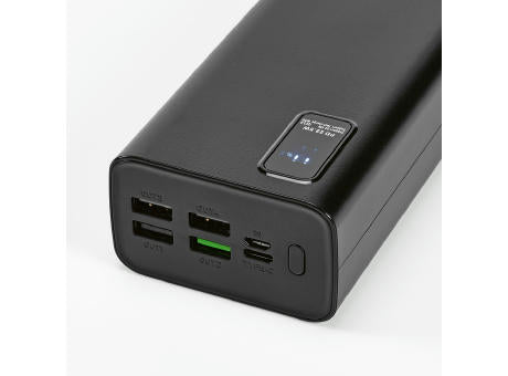 Hertz Powerbank aus rABS mit 30000 mAh. LED-Anzeige. Lädt auch Laptops