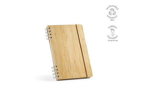 Dante A5 Notizbuch mit Bambuseinband. 196 Seiten aus 70gsm recy. Papier