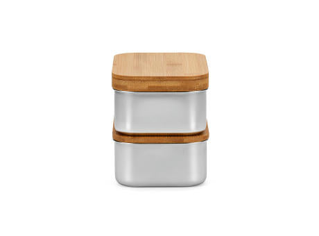 Vermeer Lunchbox, rec.Edelstahl, 1480 ml, mit Bambusdeckel und integriertem Besteck