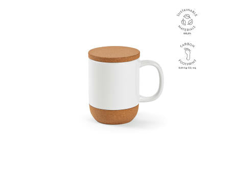 Ebro Keramik Tasse mit Kork,410 ml. Für Sublimationsdruck geeignet