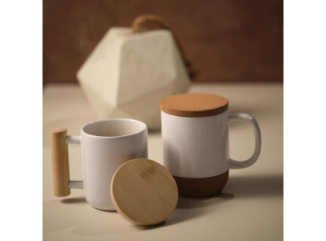 Ebro Keramik Tasse mit Kork,410 ml. Für Sublimationsdruck geeignet