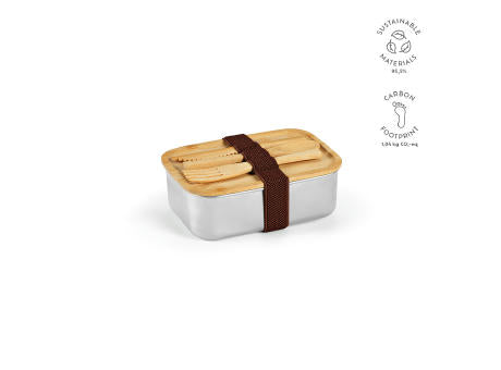 Warhol Lunchbox recy.Edelstahl, 740 ml, mit integriertem Besteck