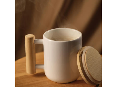 Douro Keramik Tasse mit Bambus, 380 ml. Für Sublimationsdruck geeignet
