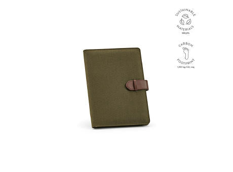 Eliot A5-Mappe aus recyc.Baumwolle. Notizblock mit 64-seitigem FSC®