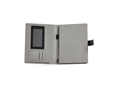 Tolstoy A4-Mappe rPET. Notizblock mit 64-seitigem FSC® .Verschluss aus rPU