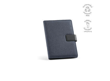 Tolstoy A5-Mappe rPET. Notizblock mit 64-seitigem FSC®.Verschluss aus rPU