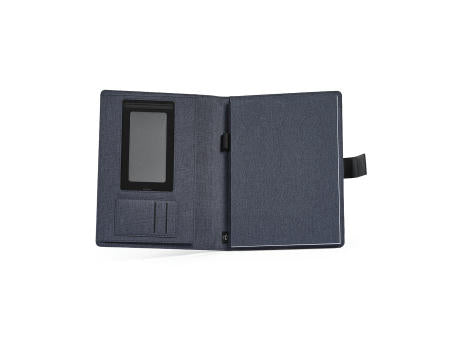 Tolstoy A4-Mappe rPET. Notizblock mit 64-seitigem FSC® .Verschluss aus rPU