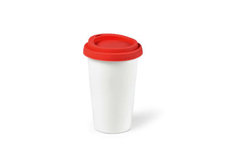 Tagus Reisebecher aus Keramik, 330 ml. Doppelwandig mit farbigem Deckel