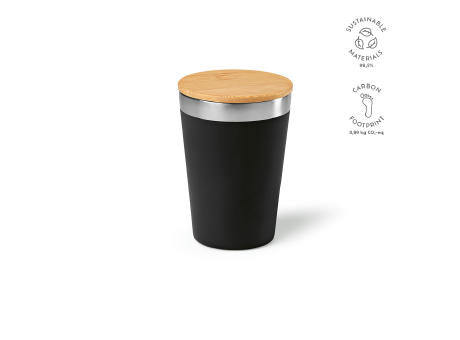 Don Reisebecher recy.Edelstahl mit Bambusdeckel, 400 ml. Doppelwandig