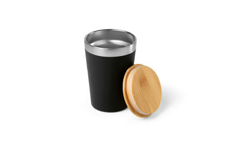 Don Reisebecher recy.Edelstahl mit Bambusdeckel, 400 ml. Doppelwandig