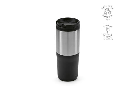 Orange Reisebecher recy.Edelstahl, 600 ml. Dreifachwandig
