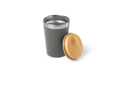 Don Reisebecher recy.Edelstahl mit Bambusdeckel, 400 ml. Doppelwandig