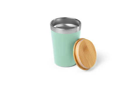 Don Reisebecher recy.Edelstahl mit Bambusdeckel, 400 ml. Doppelwandig