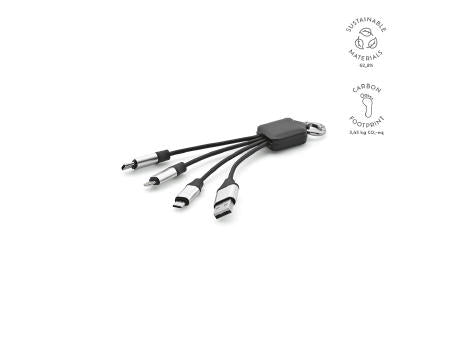 Sagan 4-in-1 Kabel aus rTPR. Mit hinterleuchtetem Logo und Aufhängeöse