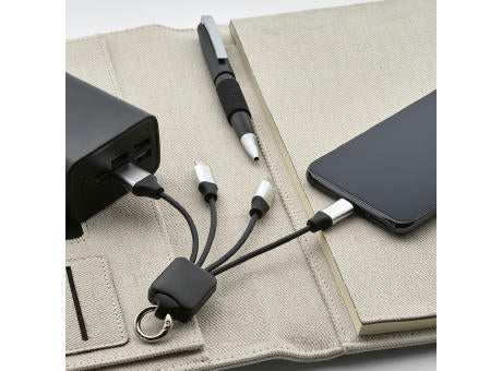 Sagan 4-in-1 Kabel aus rTPR. Mit hinterleuchtetem Logo und Aufhängeöse